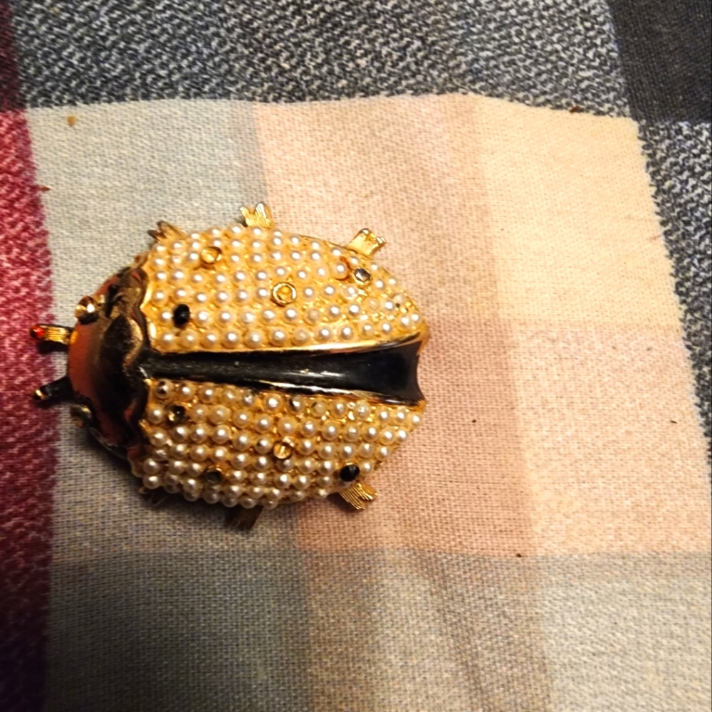 J&J vintage gold ladybug broach